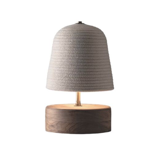 VELADOR 2xG9 MADERA Y BRONCE PANT ALGODON BLANCO 20x20CM